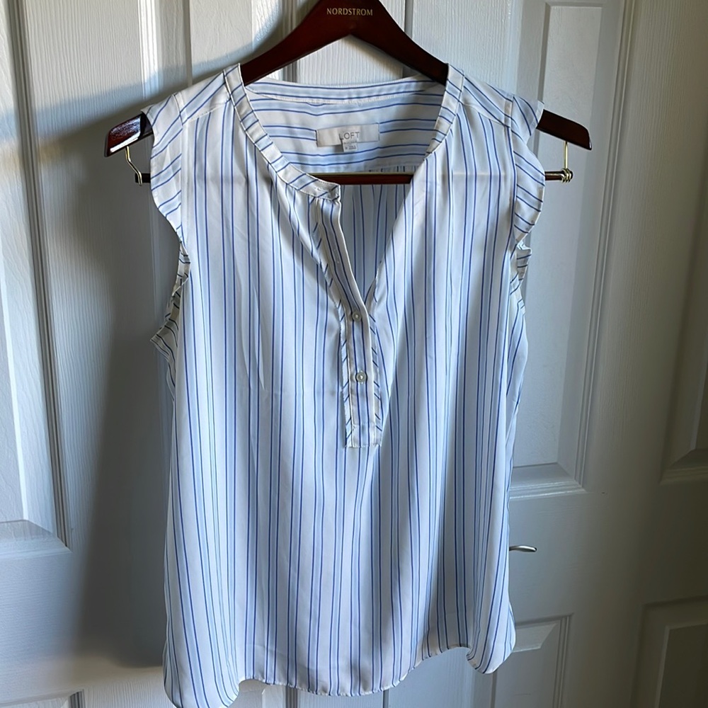 Loft Striped blue and white blouse.